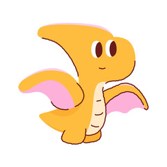Cute flying dinosaur vector illustration. Kawaii pterodactyl cartoon character doodle isolated on white background. © Nattapol