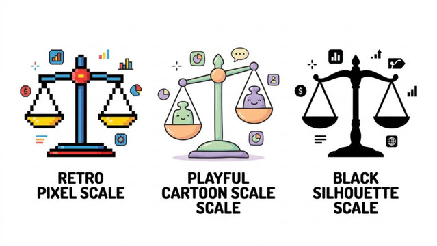Weight & Balance Icon Collection &ndash; Pixel, Cartoon, Silhouette Vector Pack