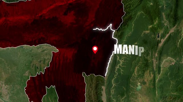 Manipur State Map Border Highlight Animation with Geographic Location Visualization
