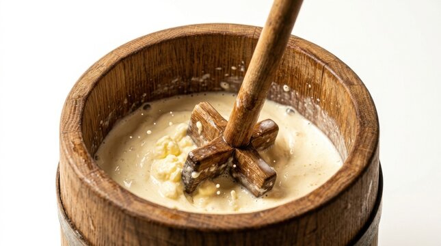 Traditional Wooden Butter Churn with Dasher Paddle