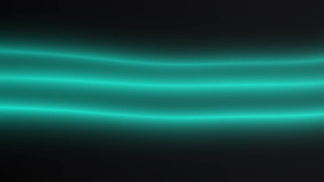Cyan neon light trails on black background, abstract glowing lines for futuristic tech concept and minimalist digital design background