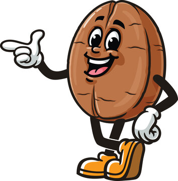 Coffee bean cartoon mascot with an idea