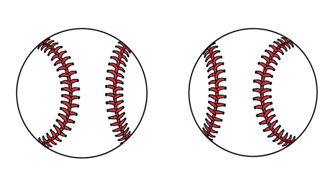 Pair of white baseballs with red stitching are illustrated side by side for sports equipment and professional league themes.