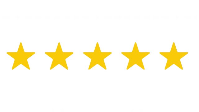 Five Star Rating Animation with Transparent Background Alpha Channel 4K