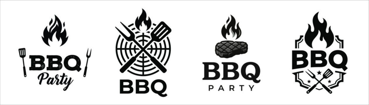Set of barbecue grill logos and badges isolated on white background