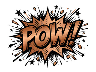 Bronze Comic Book POW Explosion Sound Effect, Action Burst © Pohon