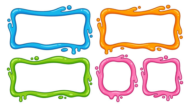 Colorful liquid splash frame set with rounded rectangular shapes