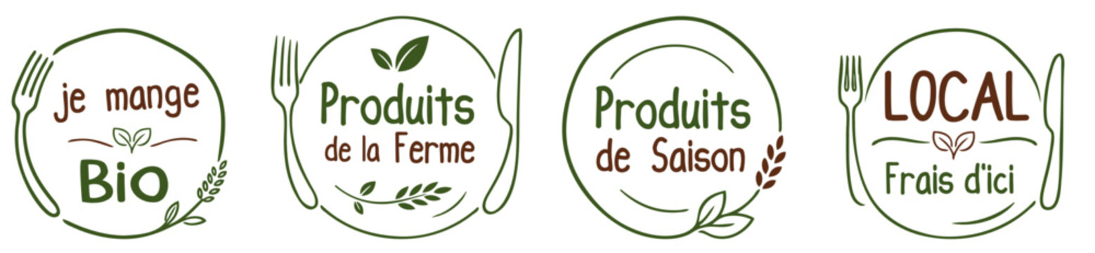 Logo assiette : je mange bio, acheter local, produits de la ferme !