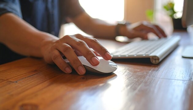 Man using computer mouse.