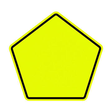 Bright yellow pentagon shape with a black border, a blank graphic element. Empty canvas for custom warning signs, unique symbols, or informational designs