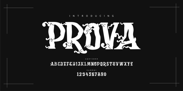 Prova typeface : A fiery serif display font. Traditional Japanese flame decoration typeface for oriental logos, tattoos, and posters. The Ukiyo-e Fire Swirls typography