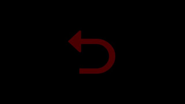 red colour undo icon black background 4k