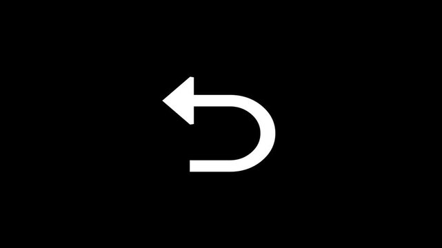 White colour undo icon black background  video 4k