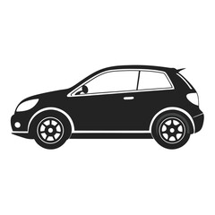 Fototapeta premium Black and white vector illustration of a modern compact car on a white background.