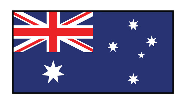 Australian Flag With Union Jack And Southern Cross Constellation Flat Vector