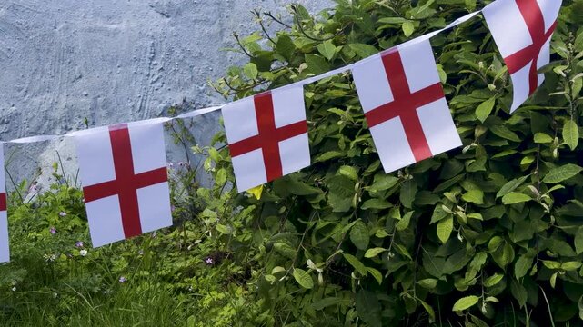 traditional England flag bunting proudly displayed i