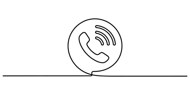 Continuous one line drawing of a telephone call icon