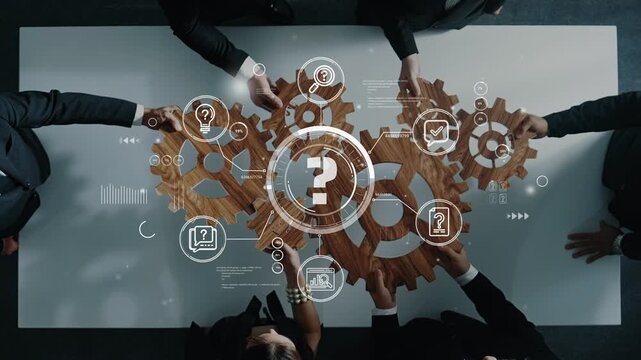 Collaboration and Teamwork in Business with Digital Technology Integration Featuring Wooden Gears and Interactive Visual Elements. Entropy.
