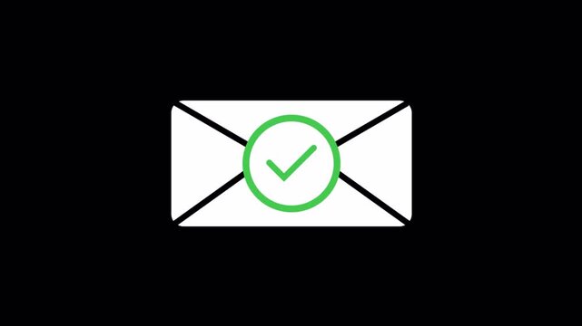 Animated Email Sent Confirmation with Check Mark Success Badge on Transparent Background