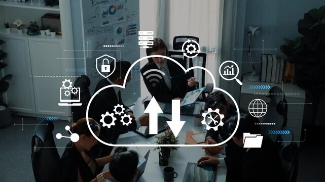 Collaborative Business Meeting with Cloud Technology and Data Management Concepts in an Office Environment. Entropy.