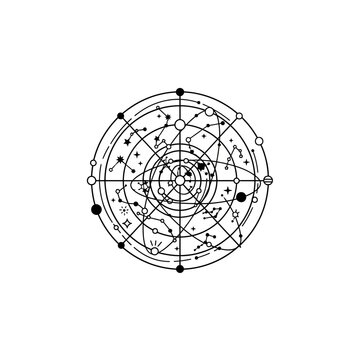 Astrology zodiac wheel chart symbol.