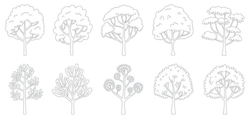 Landscape vegetation set, architectural shrubs bushes trees flowers in elevation view, landscape design elements, clean vector illustration © AYAT 01
