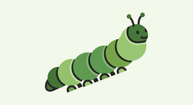 Cute Cartoon Caterpillar Illustration on Light Green Background