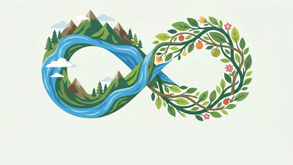 Naklejka premium Environmental sustainability and ecological balance concept for natural resource conservation renewable cycle biodiversity protection and harmony between nature and human responsibility