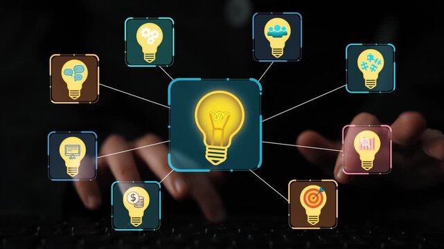 Conceptualizing Innovative Ideas Through Digital Connections and Thought Leadership Represented by Light Bulbs Iconography and Networking Elements. Entropy.