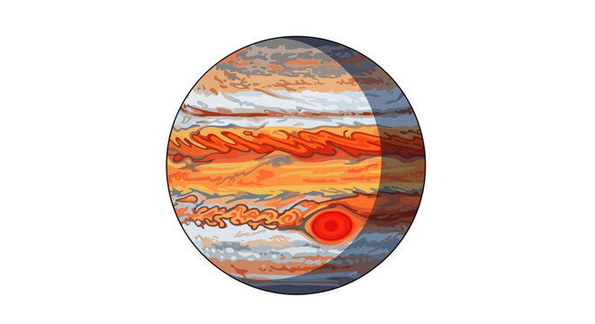 Jupiter planet with red spot.