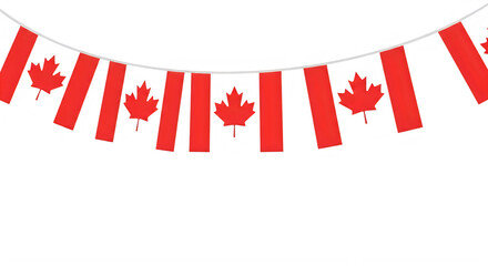 Obraz premium Canadian flag bunting garland isolated on transparent background