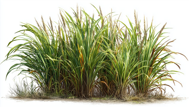 a large clump of grasses isolated on a white background, png cutout.