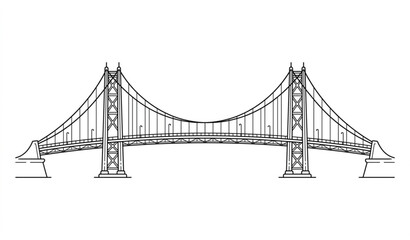 Fototapeta premium Bridge Line Art Vector Illustration Icon