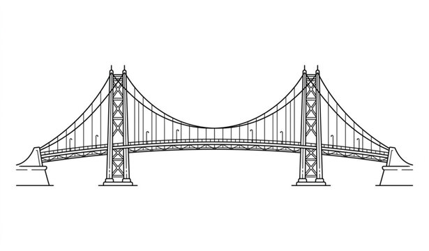 Bridge Line Art Vector Illustration Icon
