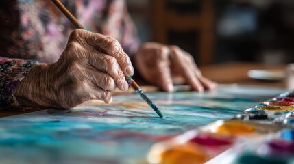 Fototapeta premium Woman Participating in Art Therapy Session for Mental Well-being and Creative Expression