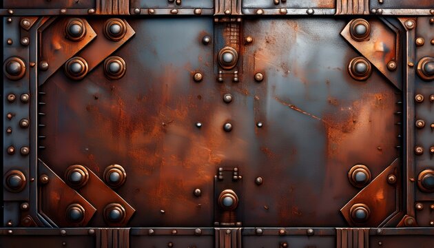 grungy metallic surface with rivets and rust
