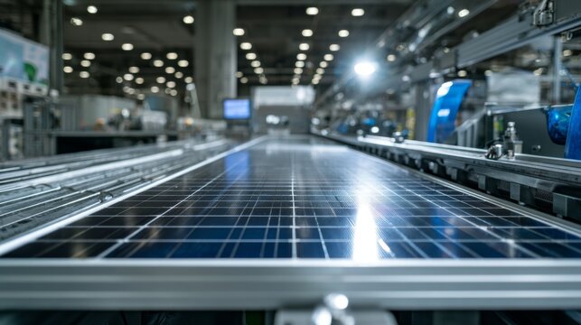 Solar Panel Manufacturing Facility Producing Renewable Energy Solutions in Modern Industrial Setting