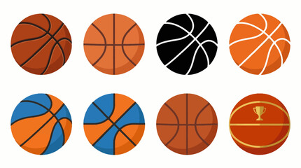 Professional vector collection featuring 8 different basketball designs, professional game basketball, indoor basketball, outdoor basketball, street basketball, youth basketball © mehdik