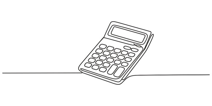 Continuous single line drawing of a digital calculator