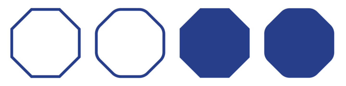 Four blue octagons