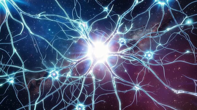 Intricate cosmic neural network with glowing stars and deep space elements 4k video