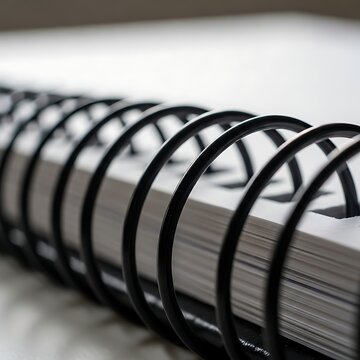 Black spiral bound book pages