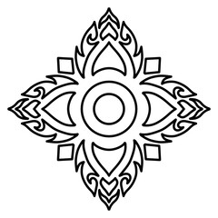 Fototapeta premium Simple mandala coloring page for kids, easy geometric line art ornament for beginners, Vol. 10