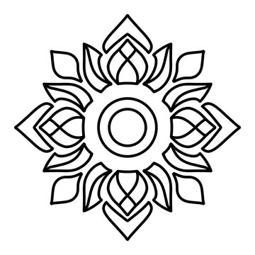 Simple mandala coloring page for kids, easy geometric line art ornament for beginners, Vol. 9
