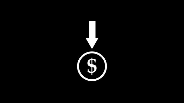 Flat Money Dollar Sign Animation with Smooth Motion Effect. 4K video.
