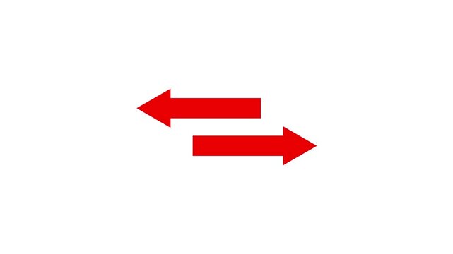Arrow symbol icon. Directional sign arrow points to the left and right ,Abstract directional arrow icon animation.4K Motion Graphics