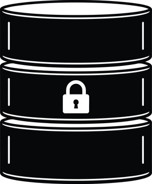 Secure database server with padlock icon on transparent background
