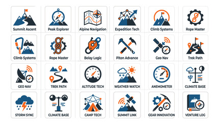 Fototapeta premium Collection of various icons and symbols.