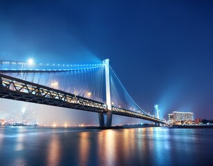 Obraz premium glowing city bridge shot from below scene