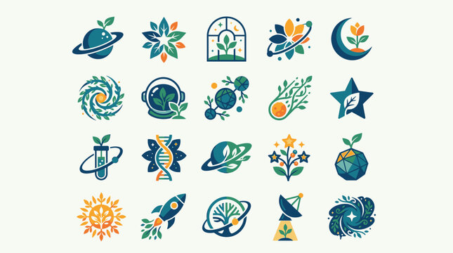 Collection of various space icons.